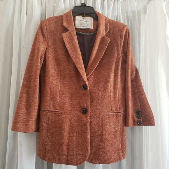 Cartonnier Anthropologie Rust Blazer Jacket SzL Burnt Orange Rust 2 flap pockets - Picture 2 of 13